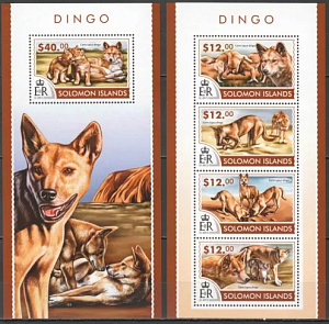 Соломон, 2015, Собаки Динго, малый лист + блок